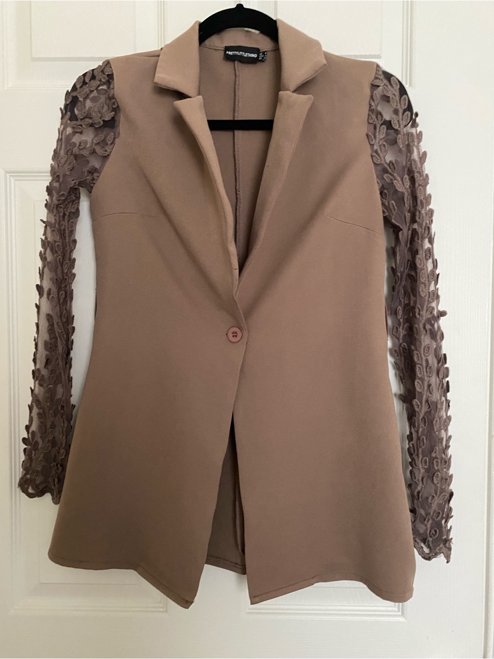 Purple Shirt Blazer with Lace Sleeves